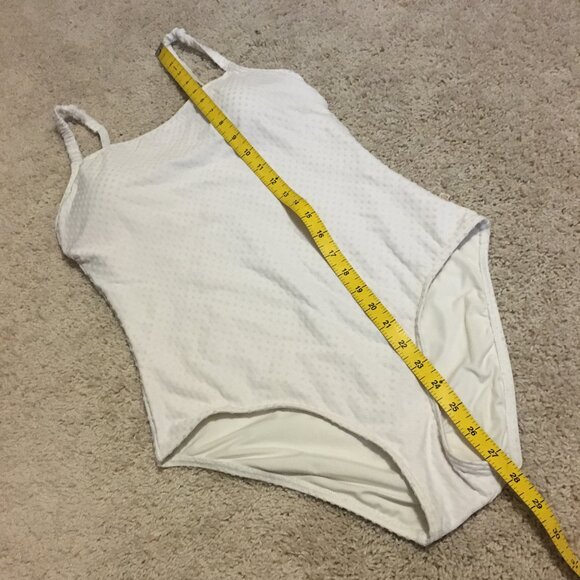 Off-White Textured Polka Dot Built in Support Swimsuit - Picture 16 of 16